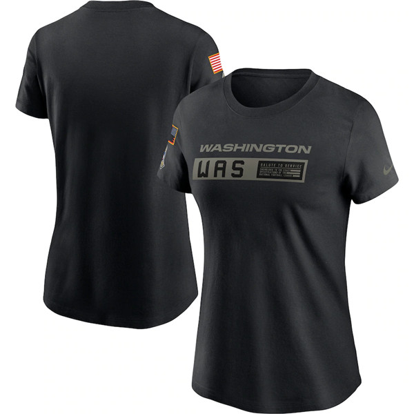 Women's Washington Football Team 2020 Black Salute To Service Performance NFL T-Shirt (Run Small)
